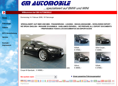Screenshot Standard-Webseite